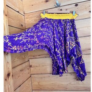 Pixie Handkerchief Skirt Womens Small Medium Purple Yellow Batik Blue Sky Co